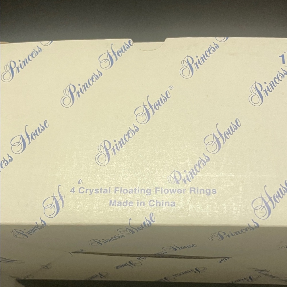 Princess House Crystal Flower Rings in White and Blue